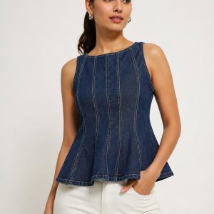 Denim Peplum Top for Women