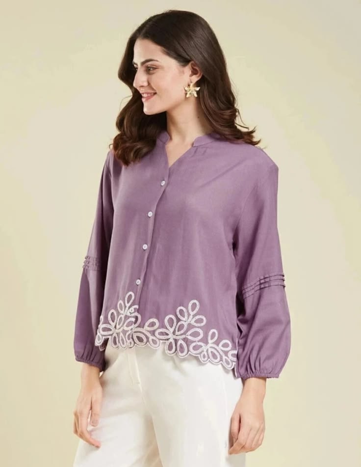 Women's Embroidered Relaxed Fit Shirt - Image 4